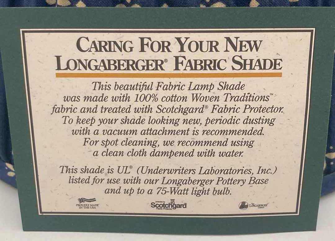 Photo 6 of LONGABERGER BLUE & PLAID FABRIC LAMP SHADES 9.5” X 9.5” H7.5”