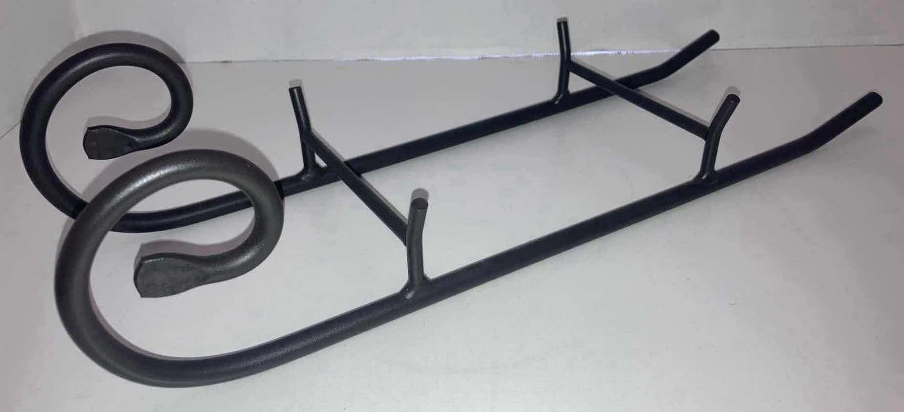 Photo 1 of LONGABERGER FOUNDRY BLACK WROUGHT IRON SLEIGH RUNNER BASKET HOLDER 16.5” X 5” H3.75”