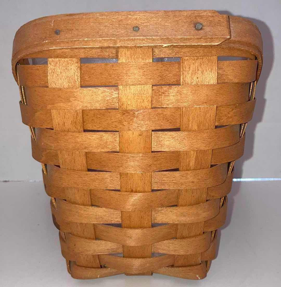 Photo 5 of LONGABERGER VEGETABLE SLEIGH MAPLE WOOD BASKET W BASKET PROTECTOR 10.5” X 6.5” H7”