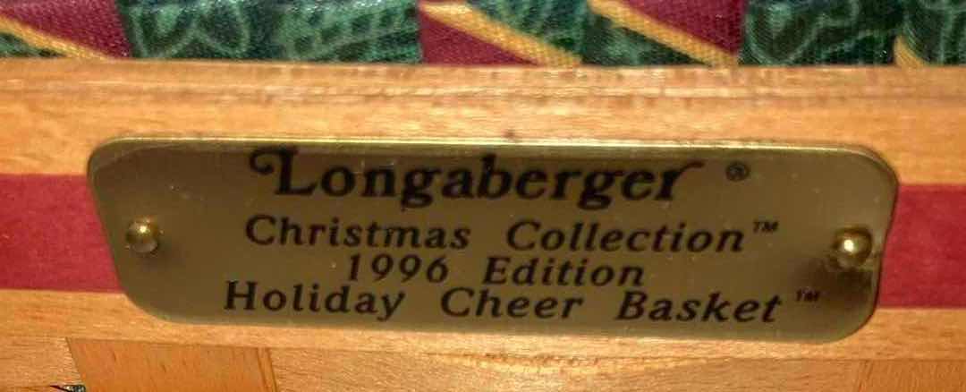 Photo 6 of LONGABERGER CHRISTMAS COLLECTION HOLIDAY CHEER MAPLE WOOD BASKET W CHRISTMAS FABRIC LINER & BASKET PROTECTOR 12” X 8.25” H4.5”