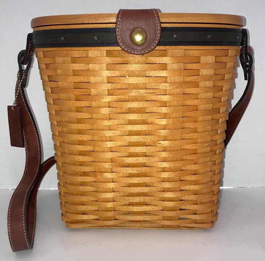 Photo 1 of LONGABERGER SADDLEBROOK MAPLE WOOD BASKET W BASKET PROTECTOR 9.5” X 6” H9.25”