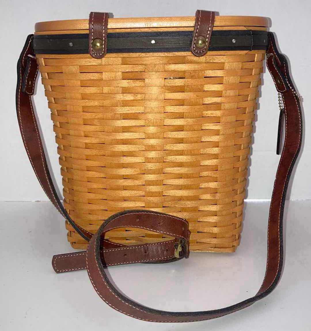 Photo 5 of LONGABERGER SADDLEBROOK MAPLE WOOD BASKET W BASKET PROTECTOR 9.5” X 6” H9.25”