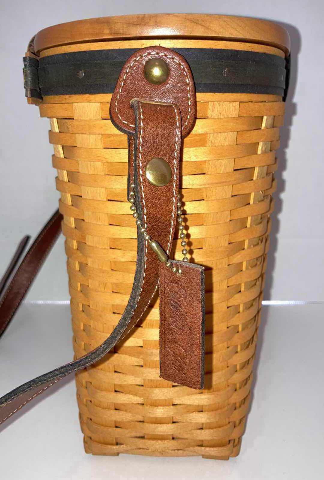 Photo 4 of LONGABERGER SADDLEBROOK MAPLE WOOD BASKET W BASKET PROTECTOR 9.5” X 6” H9.25”