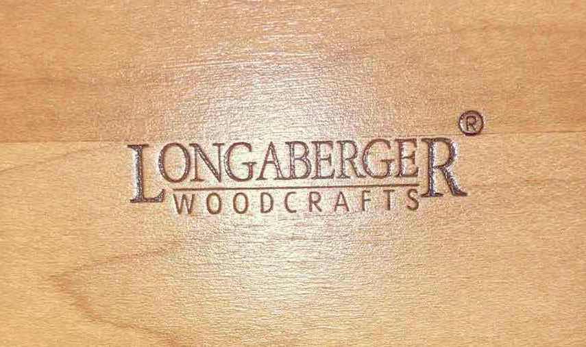 Photo 6 of LONGABERGER SADDLEBROOK MAPLE WOOD BASKET W BASKET PROTECTOR 9.5” X 6” H9.25”