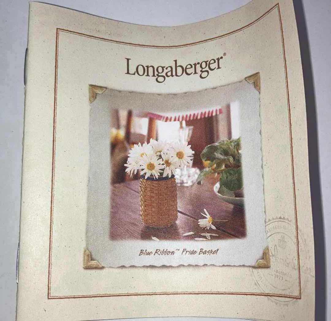 Photo 4 of LONGABERGER 2003 BLUE RIBBON PRIDE BANK MAPLE WOOD BASKET W BASKET PROTECTOR 3.25 X 3.25” H6”