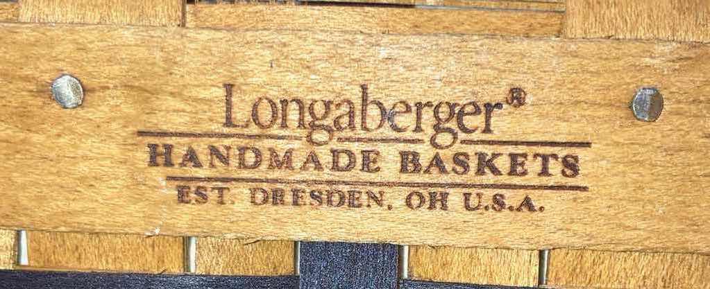 Photo 6 of LONGABERGER 2003 PROUDLY AMERICAN SALT & PEPPER MAPLE WOOD BASKET W AMERICAN FLAG-COLOR FABRIC LINER & BASKET PROTECTOR 5.75” X 3.5” H3.5”