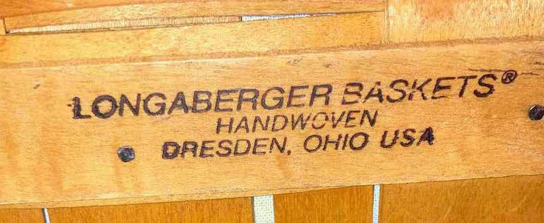 Photo 6 of LONGABERGER OVAL LAUNDRY MAPLE WOOD BASKET W WHITE FABRIC LINER & BASKET PROTECTOR 21” X 14.5” H10.75”