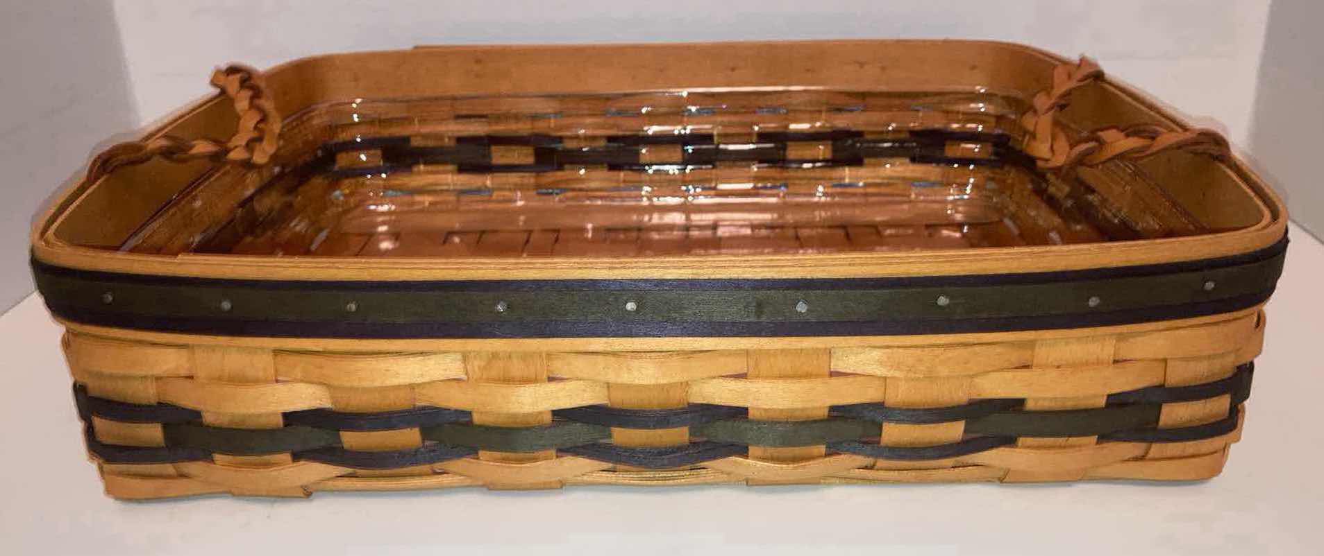 Photo 1 of NEW LONGABERGER 1996 COLLECTORS CLUB SMALL SERVING TRAY MAPLE WOOD BASKET 15” X 11.5” H3.75”