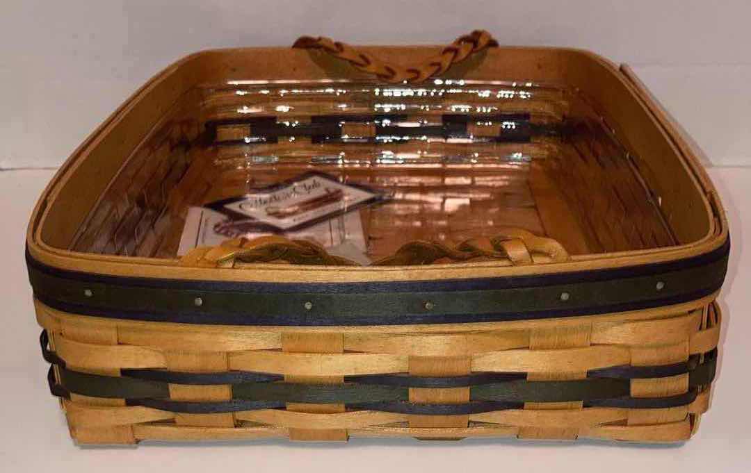 Photo 2 of NEW LONGABERGER 1996 COLLECTORS CLUB SMALL SERVING TRAY MAPLE WOOD BASKET 15” X 11.5” H3.75”