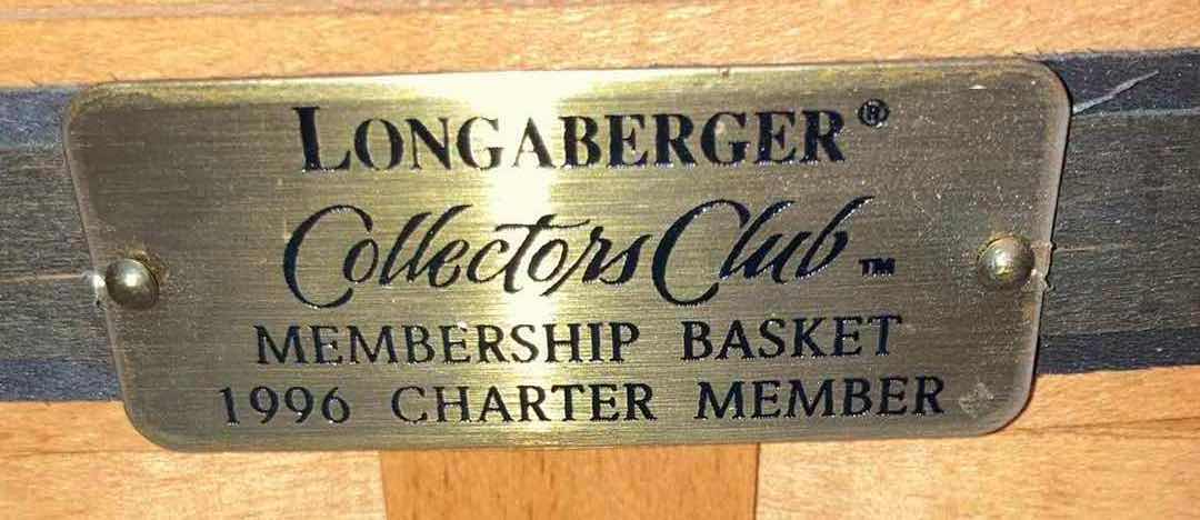 Photo 6 of LONGABERGER 1996 COLLECTORS CLUB MEMBERSHIP & LARGE MARKET MAPLE WOOD BASKETS (9.75” X 6” H9.75” & 15.75” X  11.75” H9”)