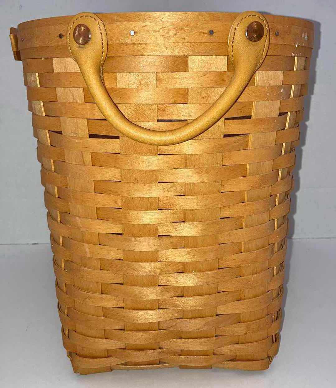 Photo 3 of LONGABERGER 2002 SMALL OVAL WASTE MAPLE WOOD BASKET W BASKET PROTECTOR 11.75” X 9.25” H10.5”