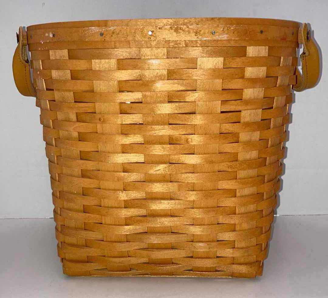 Photo 1 of LONGABERGER 2002 SMALL OVAL WASTE MAPLE WOOD BASKET W BASKET PROTECTOR 11.75” X 9.25” H10.5”