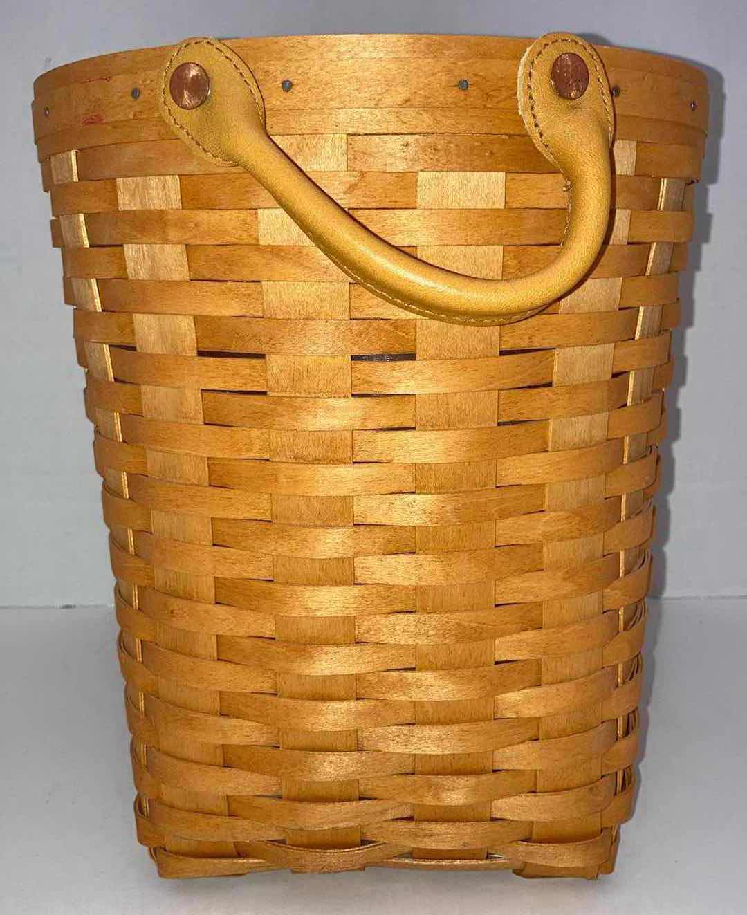 Photo 2 of LONGABERGER 2002 SMALL OVAL WASTE MAPLE WOOD BASKET W BASKET PROTECTOR 11.75” X 9.25” H10.5”