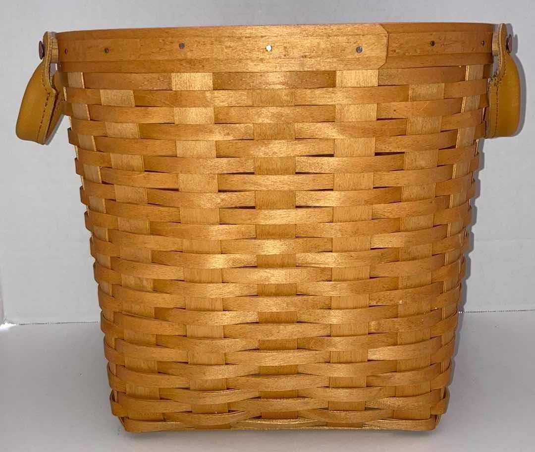 Photo 4 of LONGABERGER 2002 SMALL OVAL WASTE MAPLE WOOD BASKET W BASKET PROTECTOR 11.75” X 9.25” H10.5”