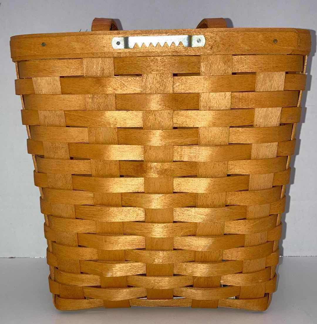 Photo 4 of LONGABERGER 1999 TALL WALL HANGING KEY MAPLE WOOD BASKET 9.5” X 5.5” H9.5”