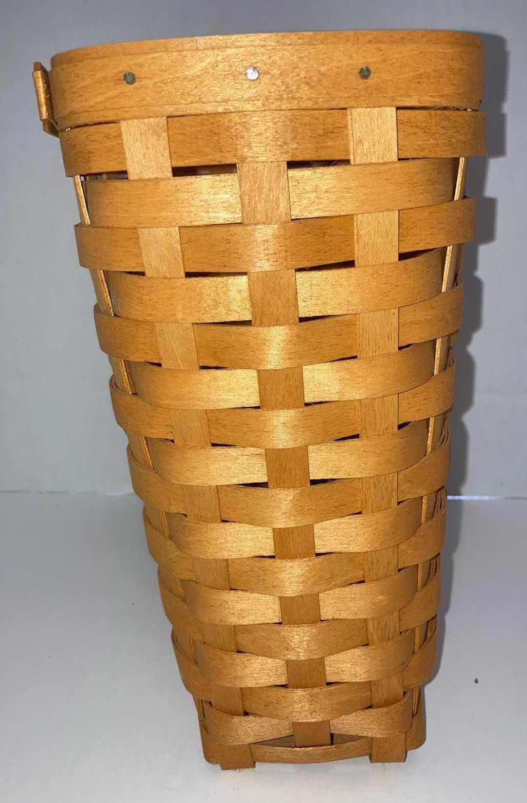 Photo 3 of LONGABERGER 1999 TALL WALL HANGING KEY MAPLE WOOD BASKET 9.5” X 5.5” H9.5”