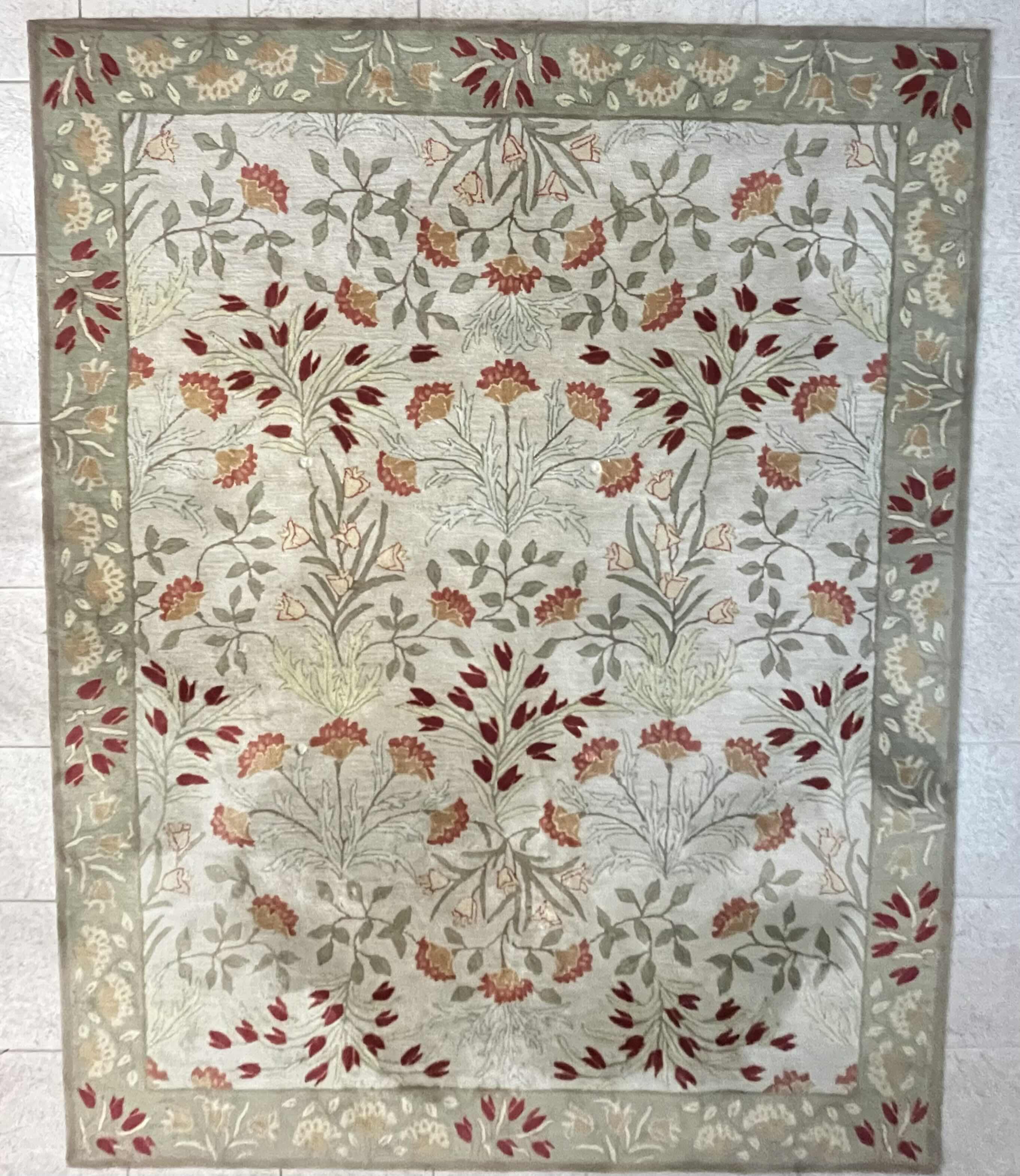 Photo 1 of POTTERY BARN ADELINE SAGE TUFTED WOOL FLORAL AREA RUG 8’ X 10’