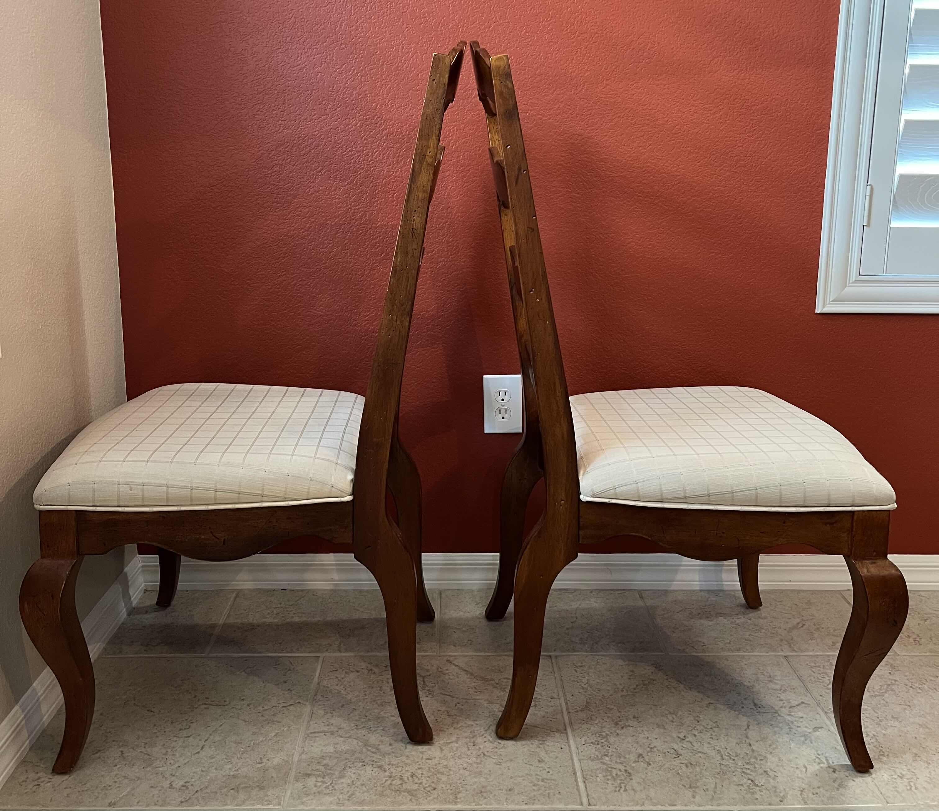 Photo 3 of UNIVERSAL FURNITURE LADDER BACK SOLID WOOD DINING CHAIRS (2) 24” X 24” H42”