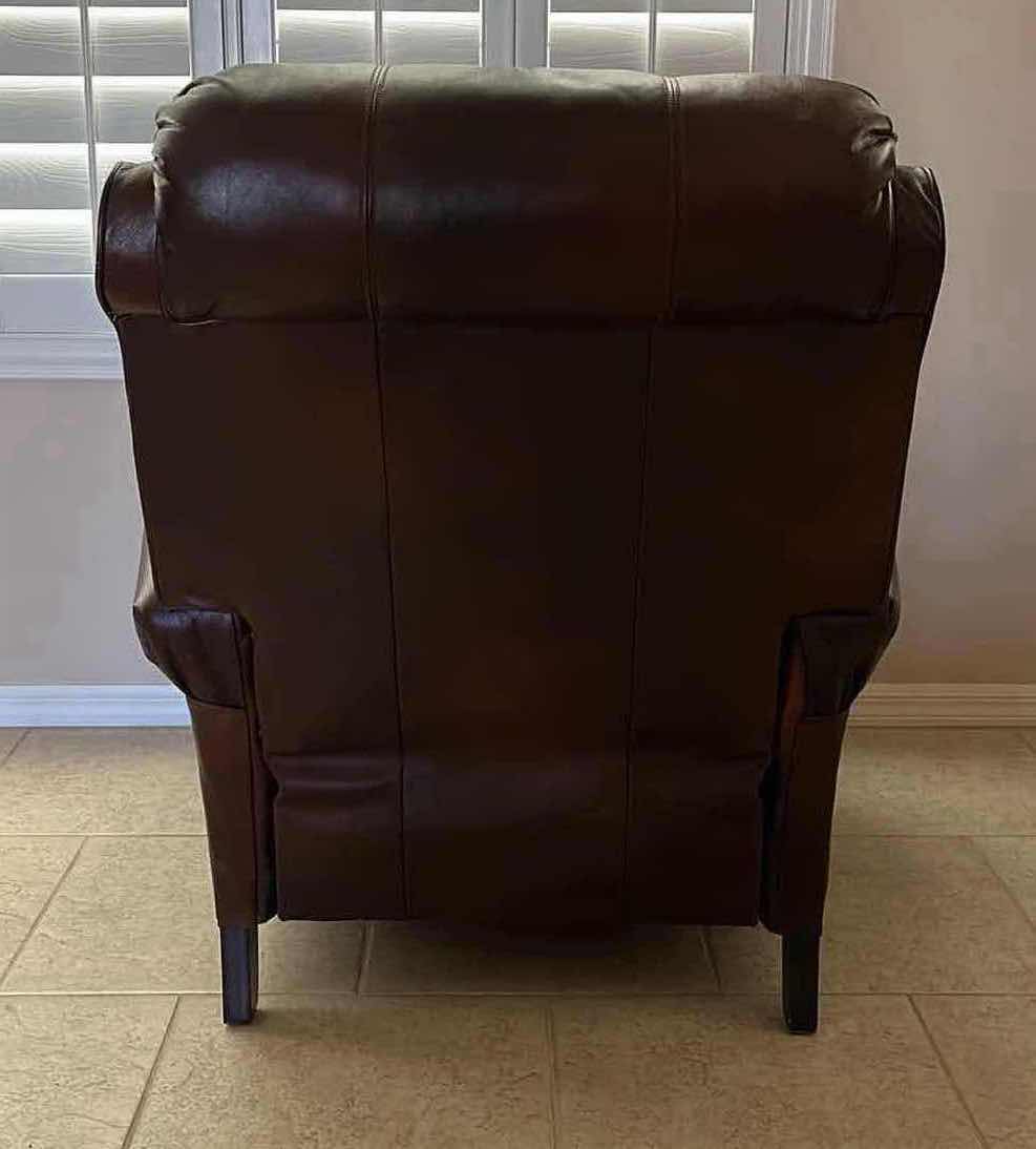 Photo 4 of VINTAGE DARK BROWN LEATHER RECLINER CHAIR 37” X 42” H41”