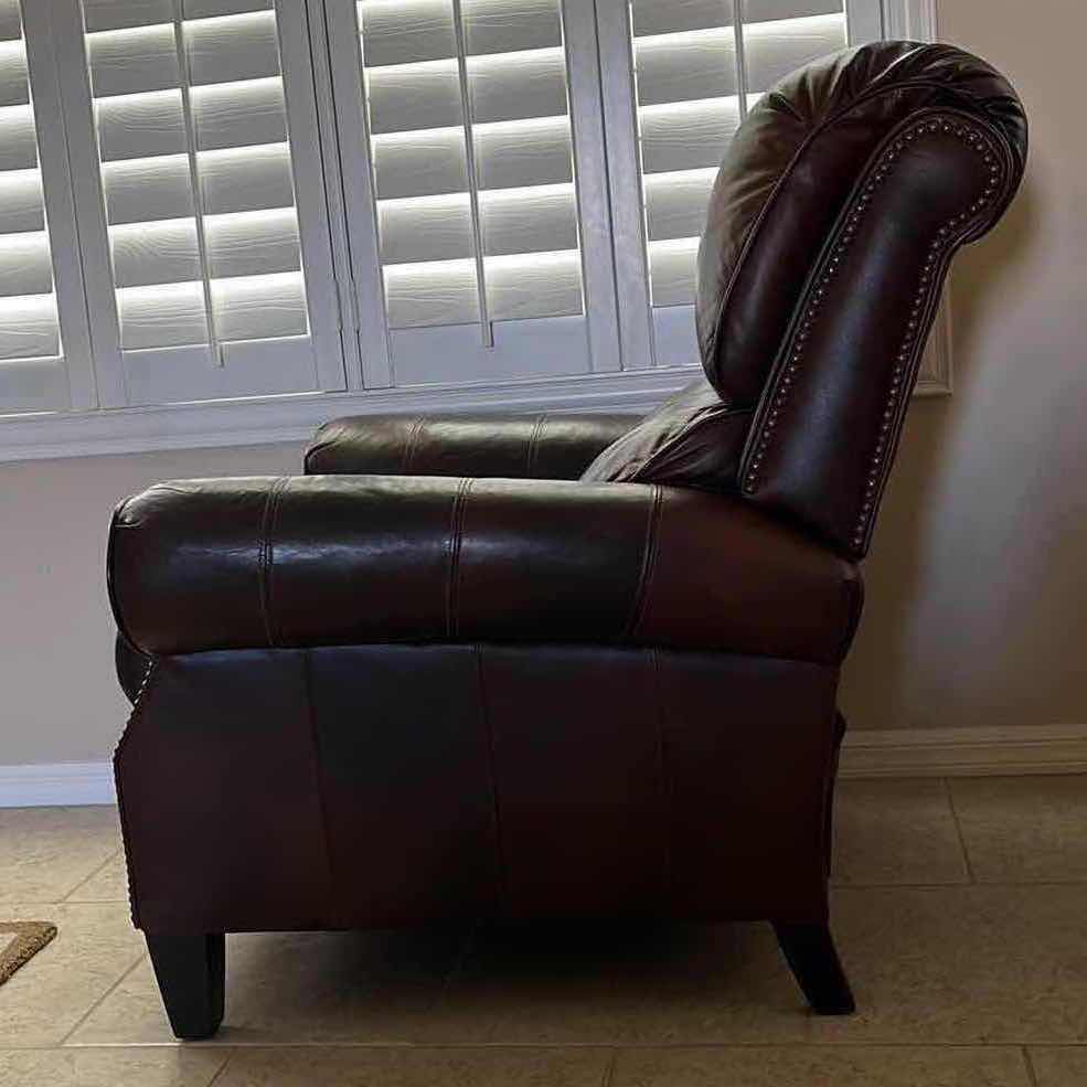 Photo 5 of VINTAGE DARK BROWN LEATHER RECLINER CHAIR 37” X 42” H41”