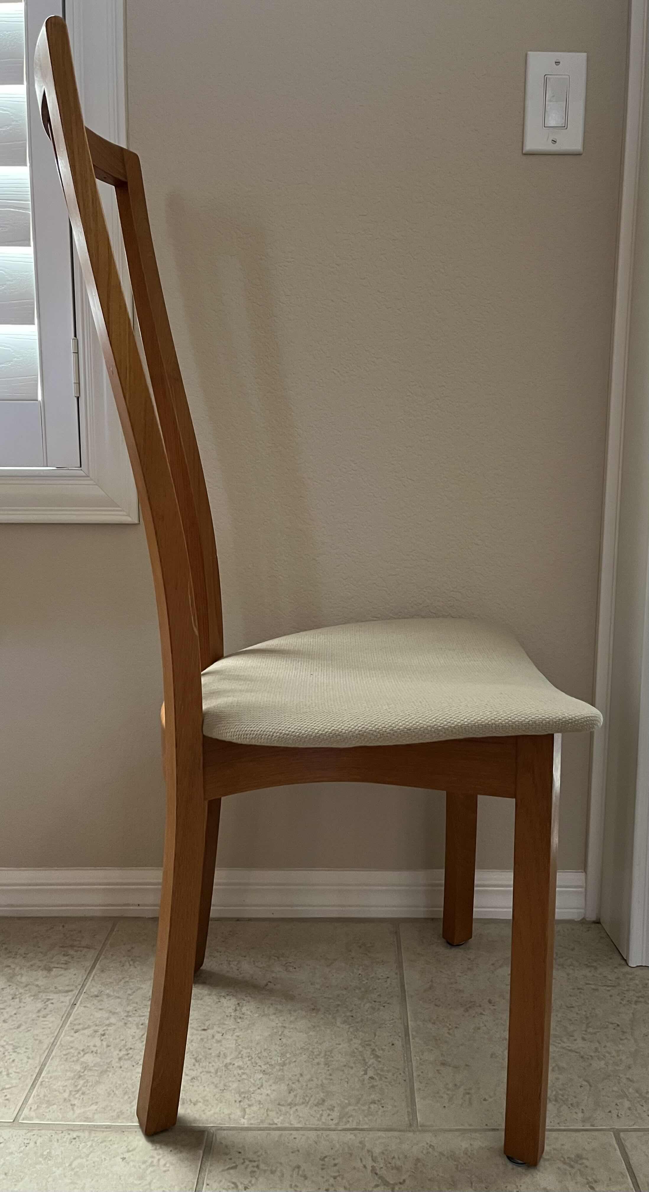 Photo 7 of DYRLUND DANISH TEAK WOOD W ROSEWOOD JOISTS DINING TABLE W LEAF EXTENSION & 4 ARMLESS CHAIRS (READ NOTES)