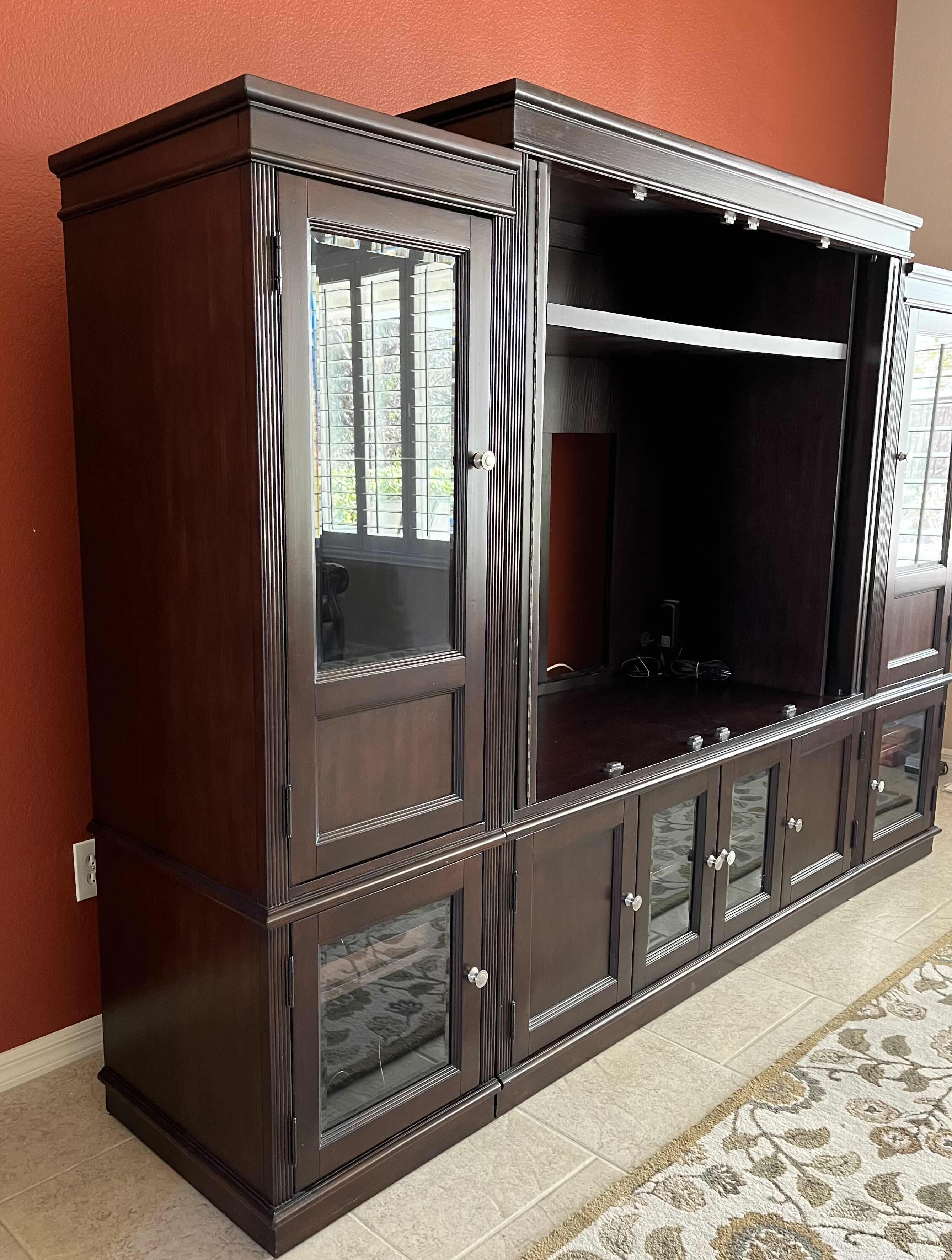 Photo 5 of LANE DARK BROWN SOLID WOOD ENTERTAINMENT CENTER 102” X  24.5” H72.5” MODEL 11896-15-16-23-26