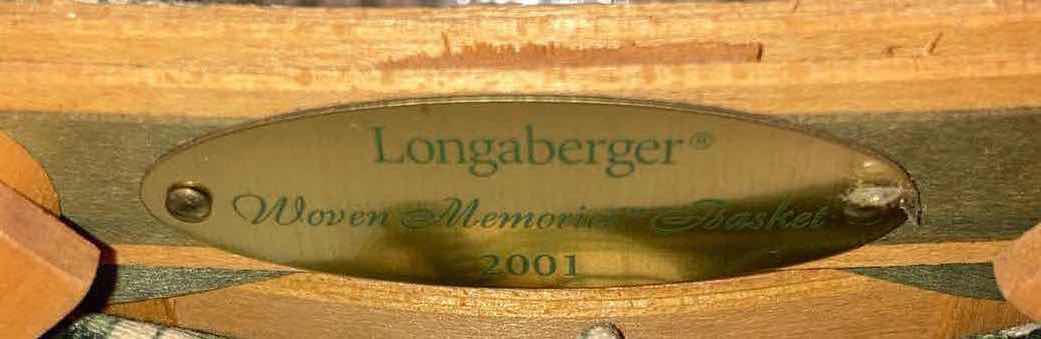 Photo 8 of LONGABERGER WOVEN MEMORIES 1999 W YELLOW/BLUE FLOWER FABRIC LINER & 2001 W GREEN PLAID FABRIC LINER MAPLE WOOD BASKETS W BASKET PROTECTOR 10” X 6.5” H4”