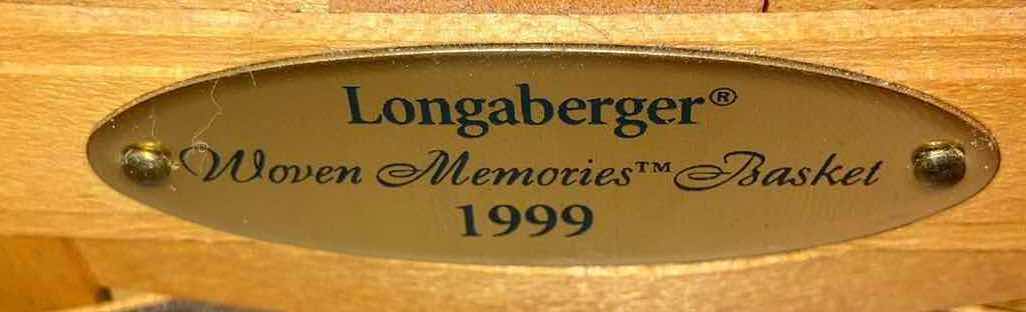 Photo 6 of LONGABERGER WOVEN MEMORIES 1999 W YELLOW/BLUE FLOWER FABRIC LINER & 2001 W GREEN PLAID FABRIC LINER MAPLE WOOD BASKETS W BASKET PROTECTOR 10” X 6.5” H4”