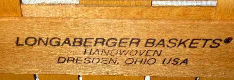 Photo 9 of LONGABERGER MOTHER’S DAY 2000 EARLY BLOSSOMS & 1998 MAPLE WOOD BASKETS W BLOSSOMS FABRIC LINER & BASKET PROTECTOR (10.75” X 7.5” H3” & 6.75” X 6.75” H3.25”)