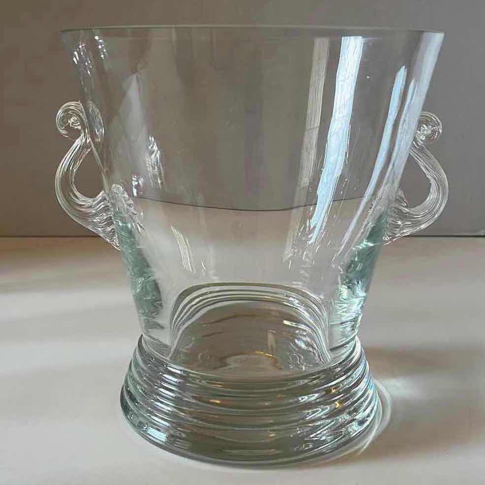 Photo 1 of ORNATE CLEAR GLASS ICE BUCKET 7” X 7.5”