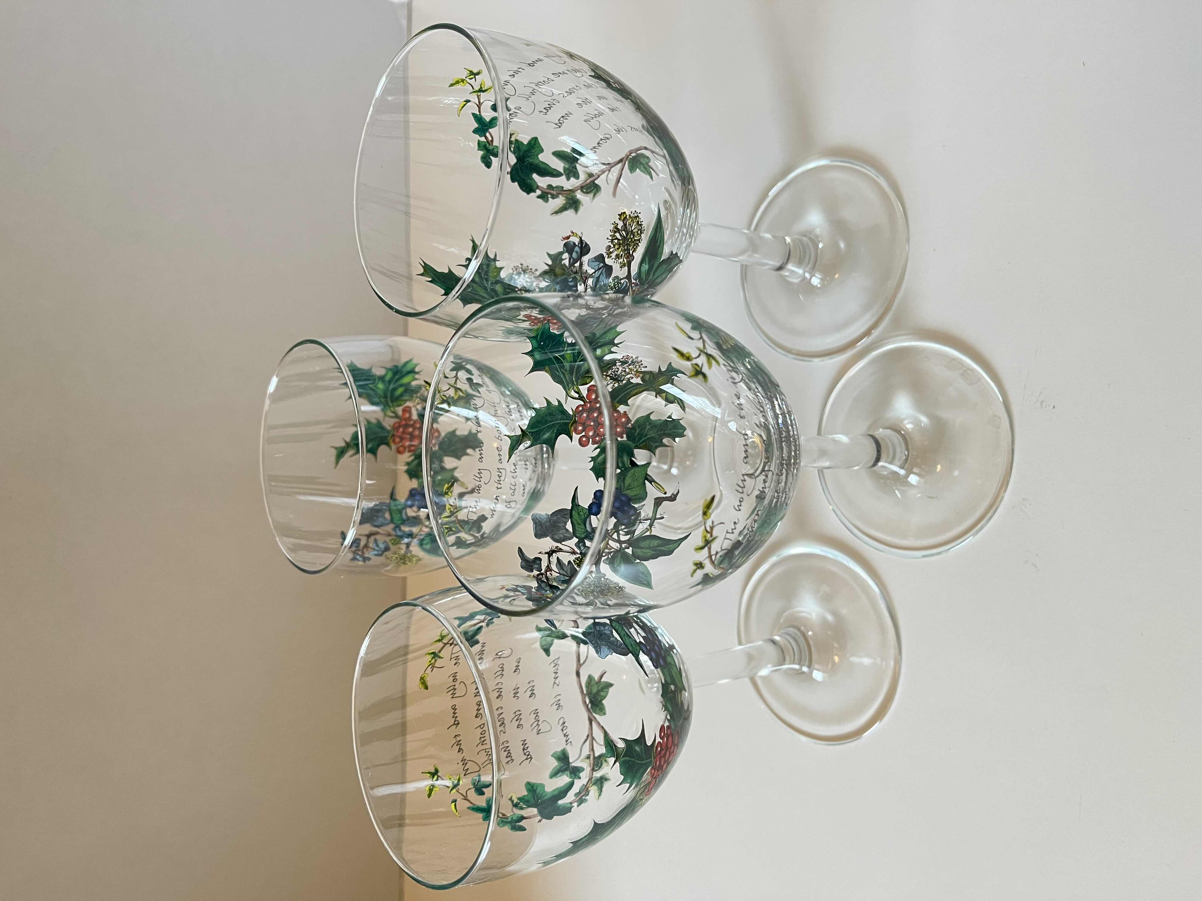 Photo 2 of PORTMEIRION THE HOLLY & THE IVY GOBLET GLASSES (4) H7.25”