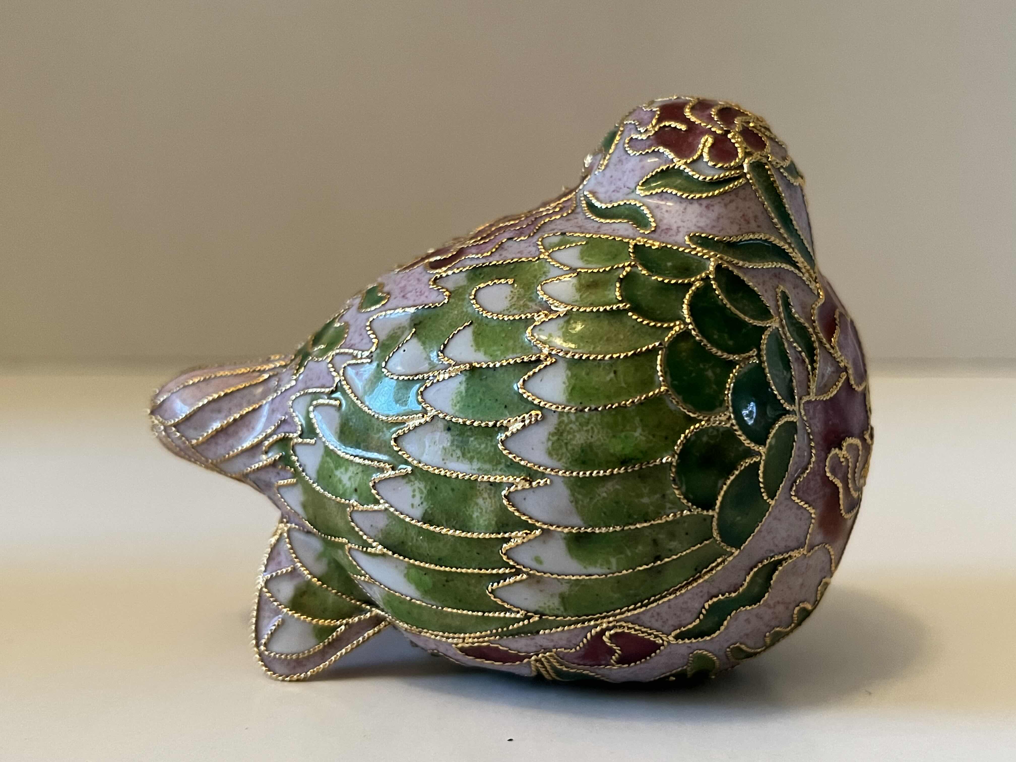 Photo 3 of NYCO CLOISONNÉ ENAMELED METAL BIRD FIGURINE 2.5” X 3” H2.5”