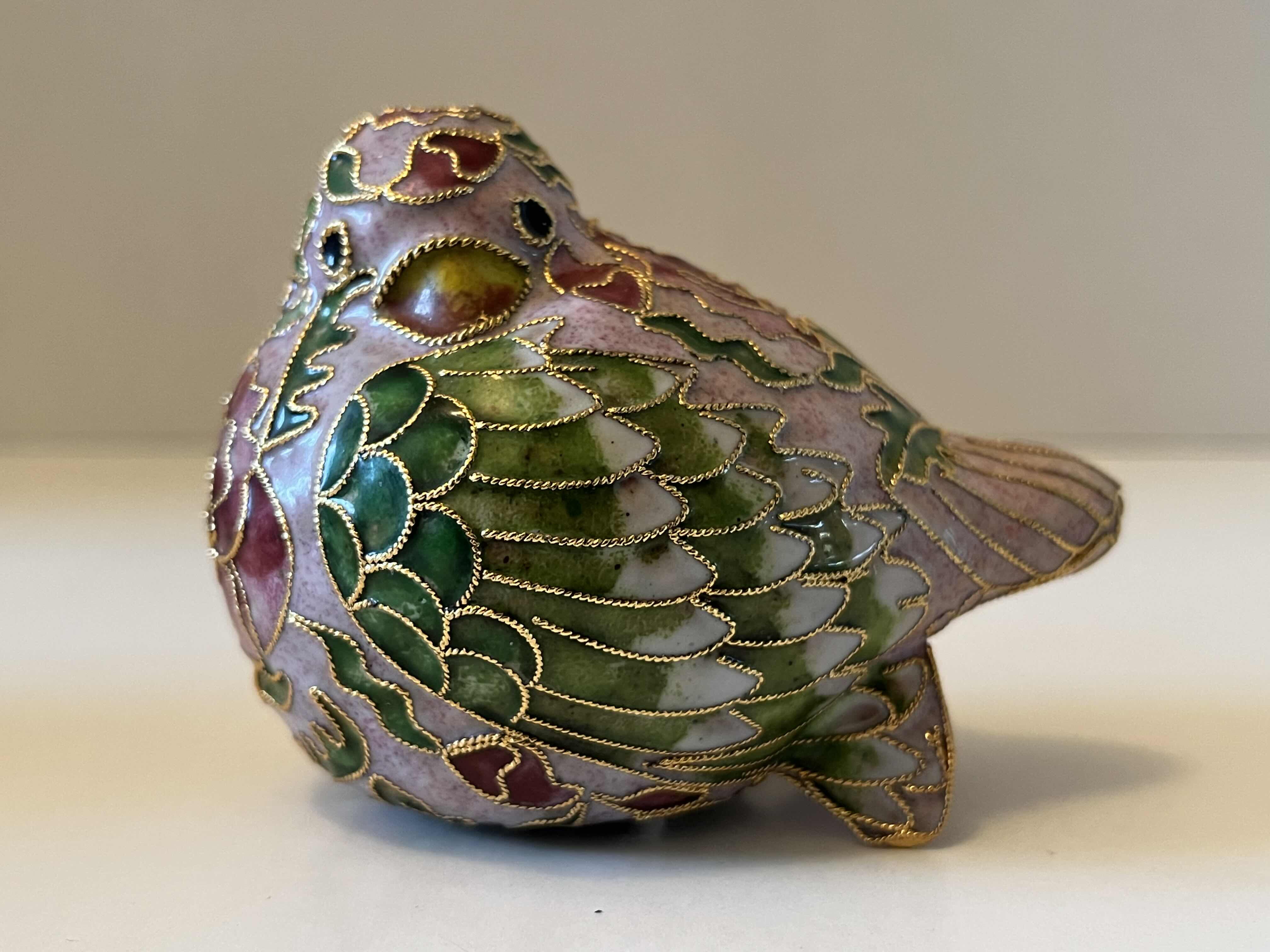 Photo 1 of NYCO CLOISONNÉ ENAMELED METAL BIRD FIGURINE 2.5” X 3” H2.5”