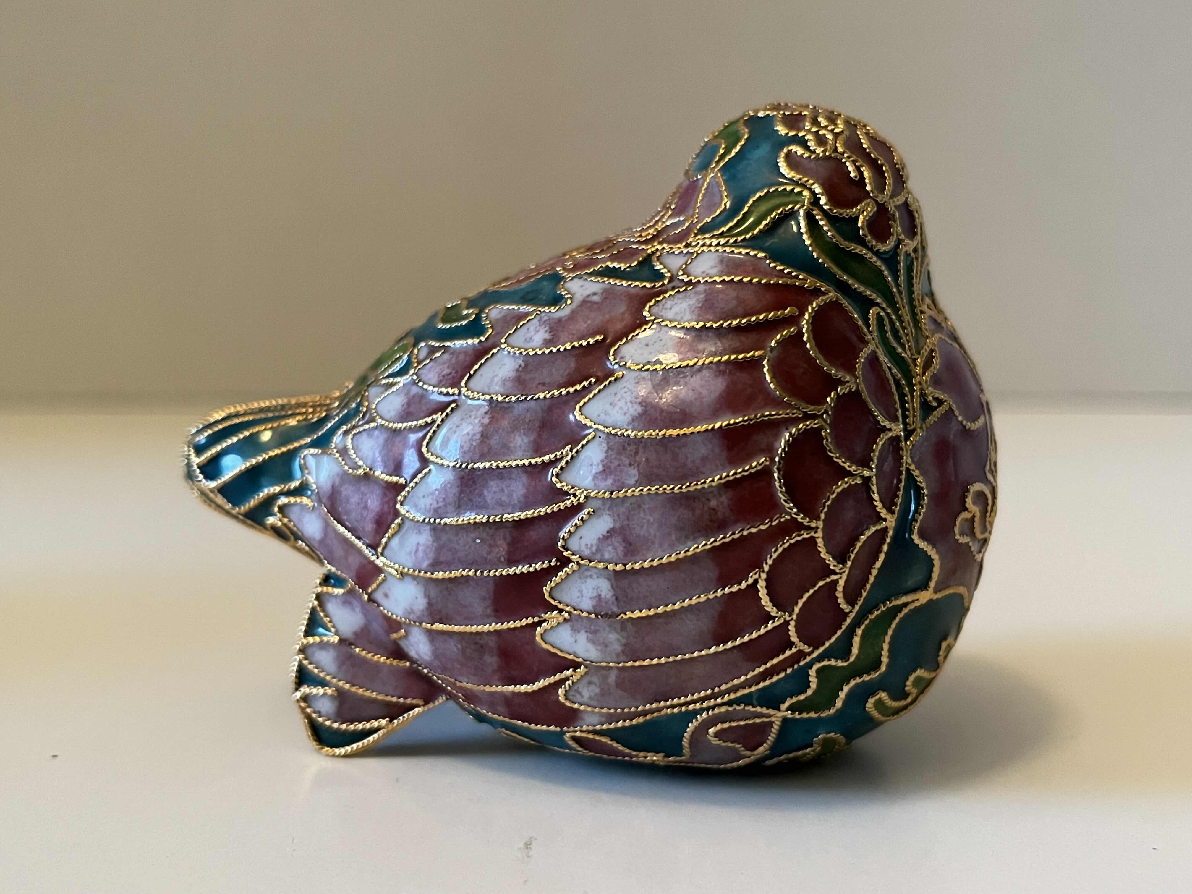 Photo 3 of NYCO CLOISONNÉ ENAMELED METAL BIRD FIGURINE 2.5” X 3” H2.5”