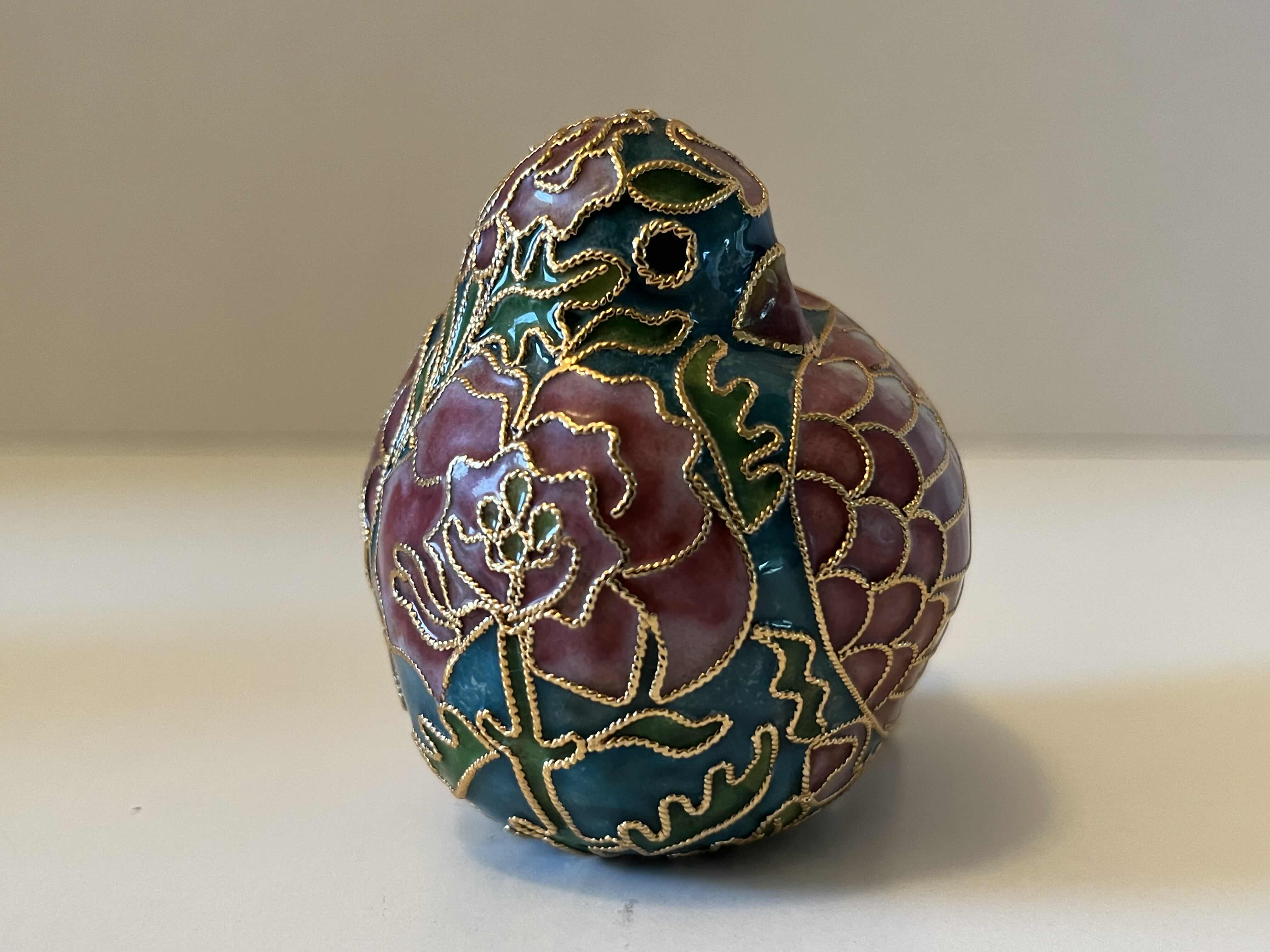 Photo 2 of NYCO CLOISONNÉ ENAMELED METAL BIRD FIGURINE 2.5” X 3” H2.5”