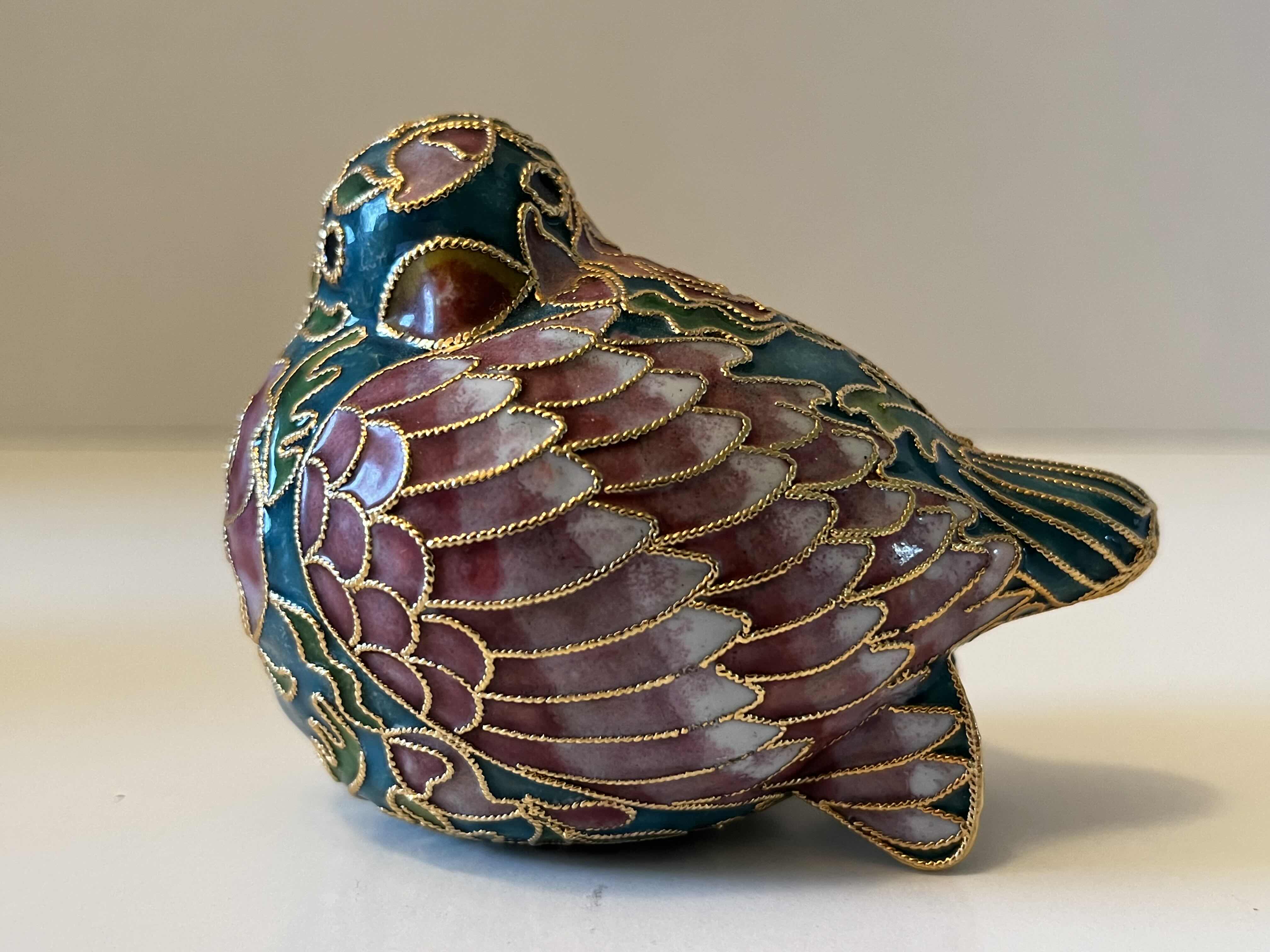 Photo 1 of NYCO CLOISONNÉ ENAMELED METAL BIRD FIGURINE 2.5” X 3” H2.5”