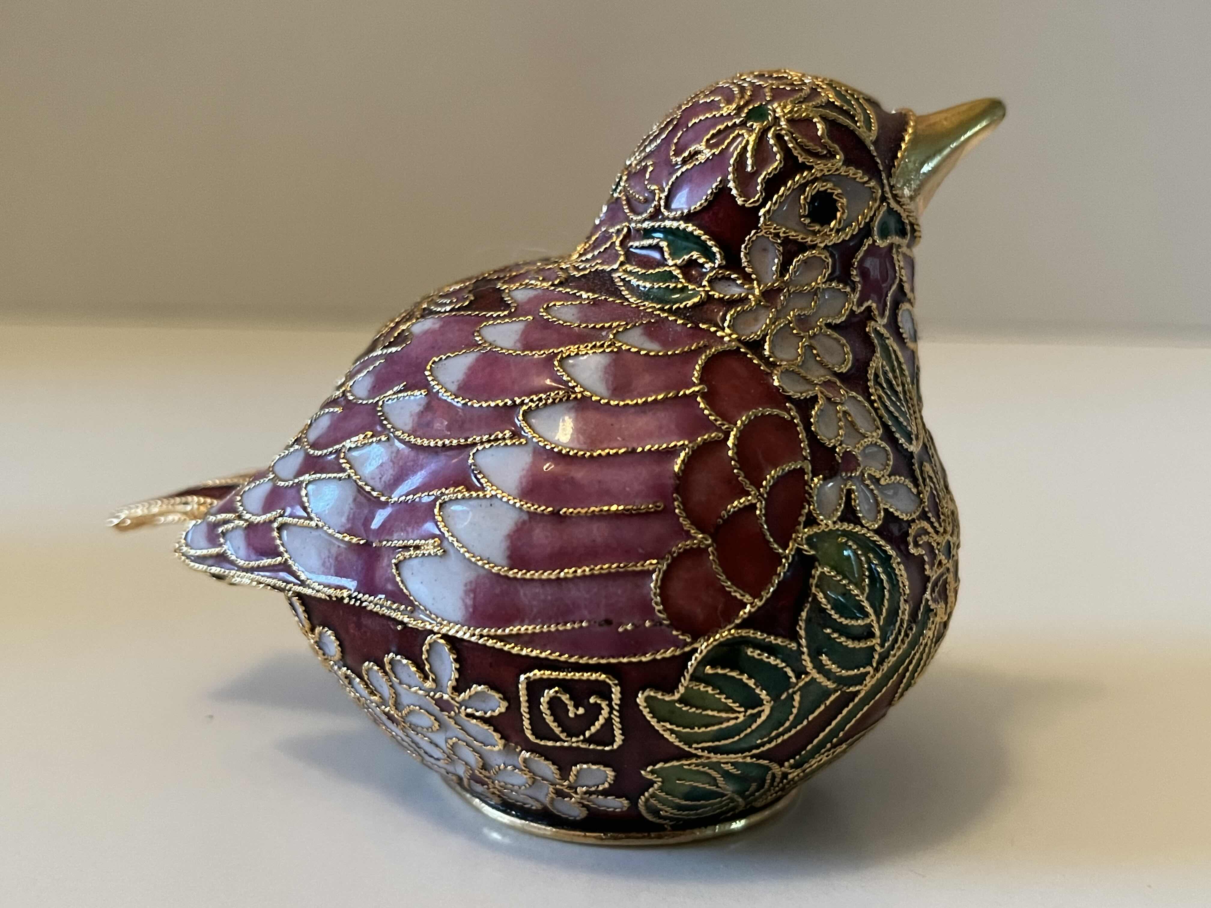 Photo 3 of NYCO CLOISONNÉ ENAMELED METAL BIRD FIGURINE 2.5” X 3” H2.75”