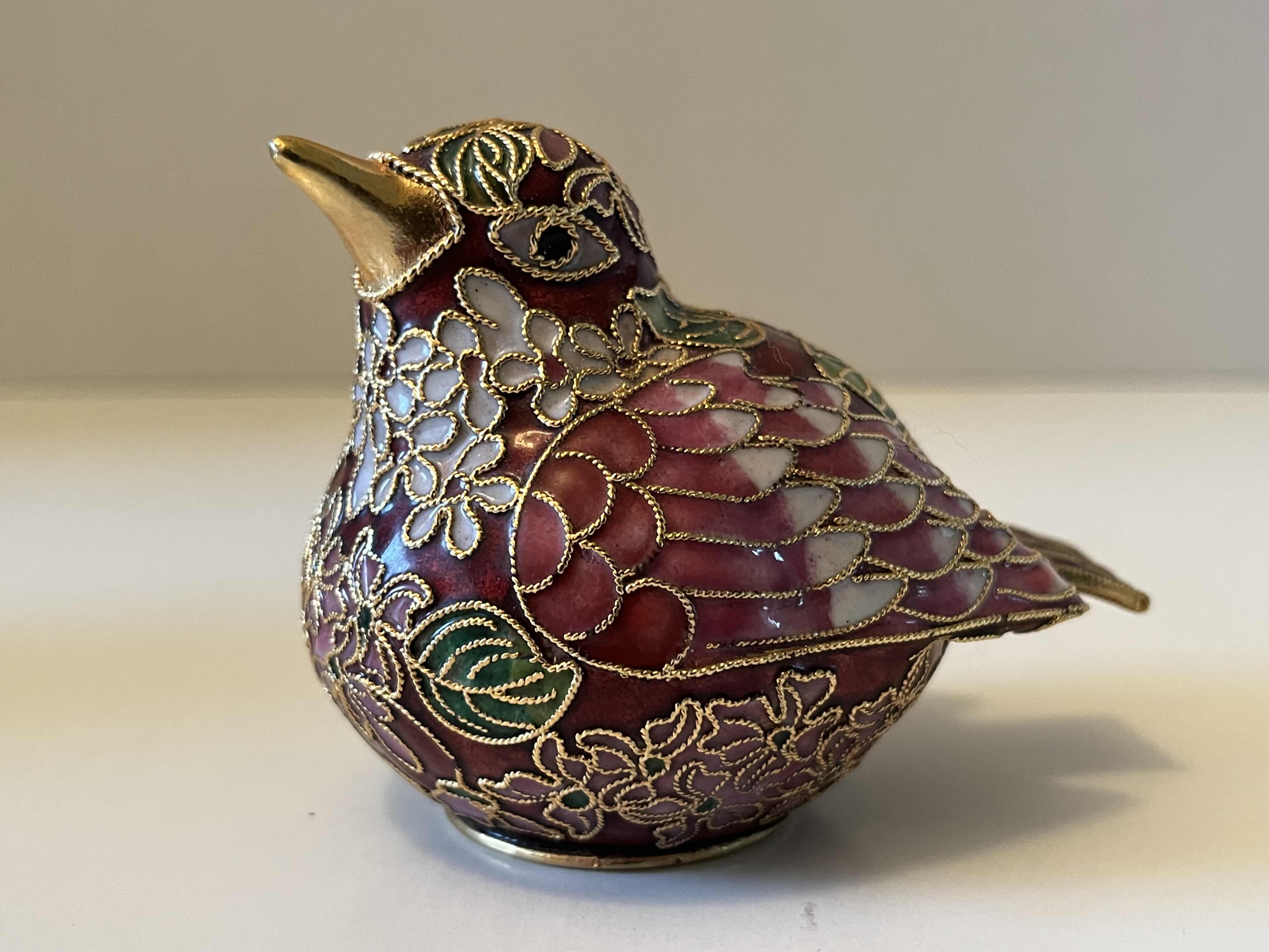 Photo 1 of NYCO CLOISONNÉ ENAMELED METAL BIRD FIGURINE 2.5” X 3” H2.75”