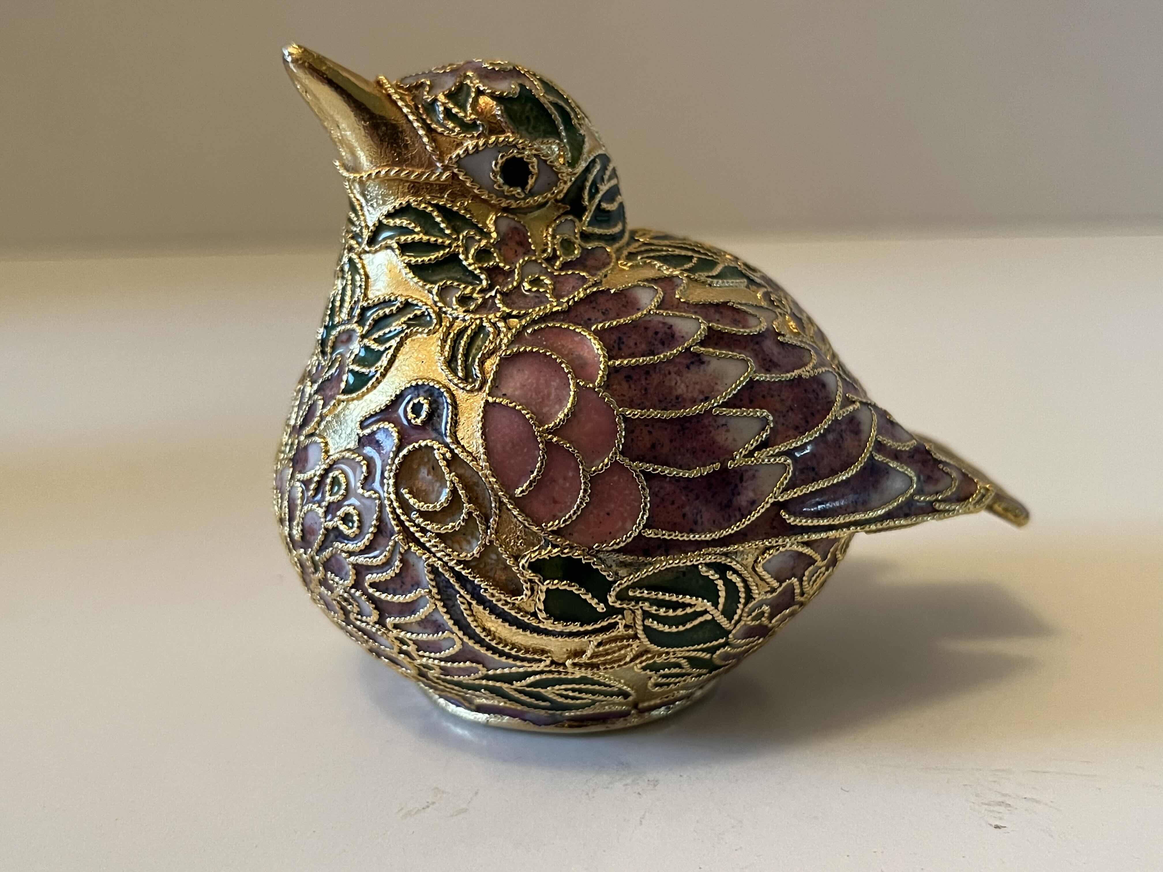 Photo 1 of NYCO CLOISONNÉ ENAMELED METAL BIRD FIGURINE 2.5” X 3” H2.75”