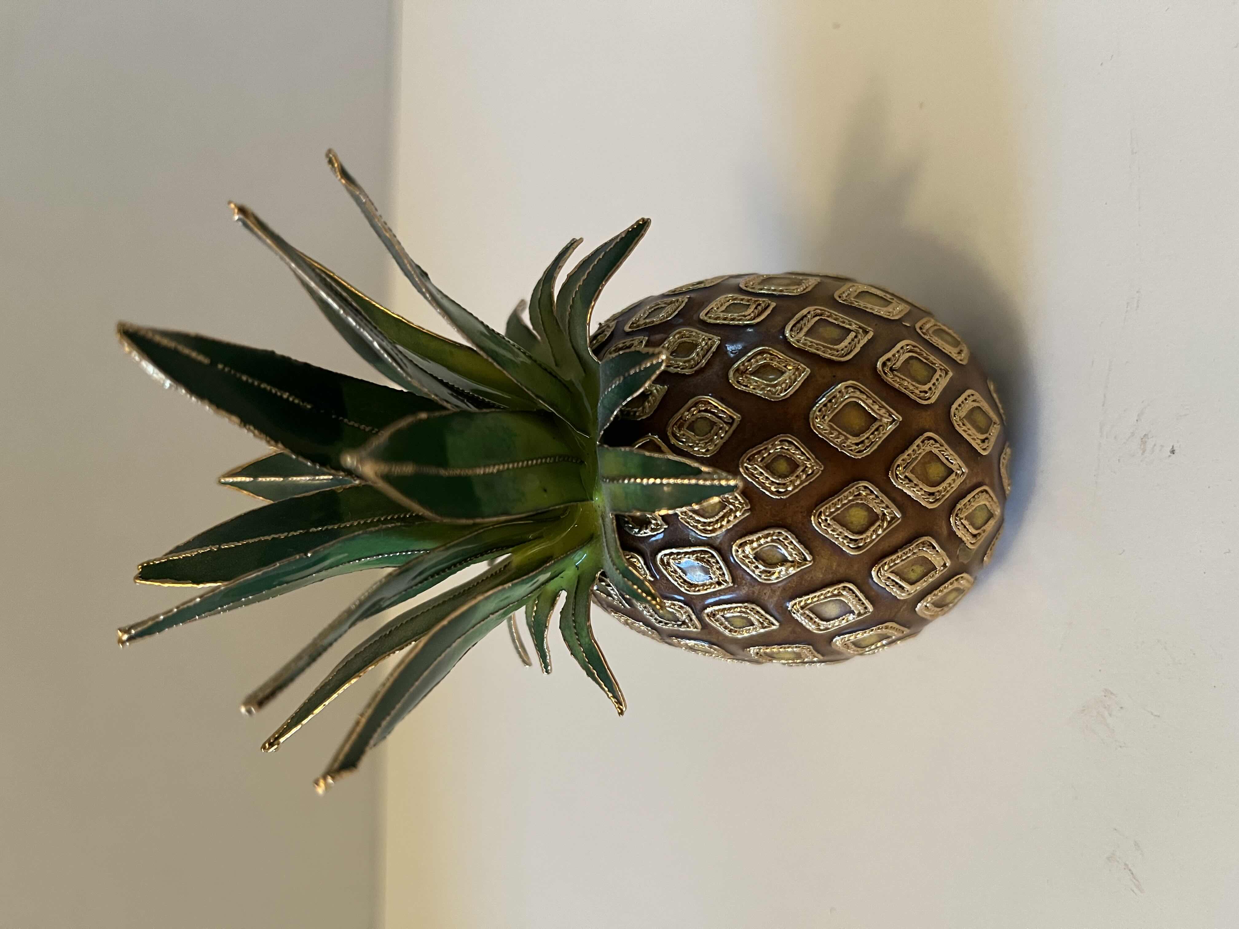 Photo 2 of NYCO CLOISONNÉ ENAMELED METAL PINEAPPLE ORNAMENT 2.25” X 4.5”