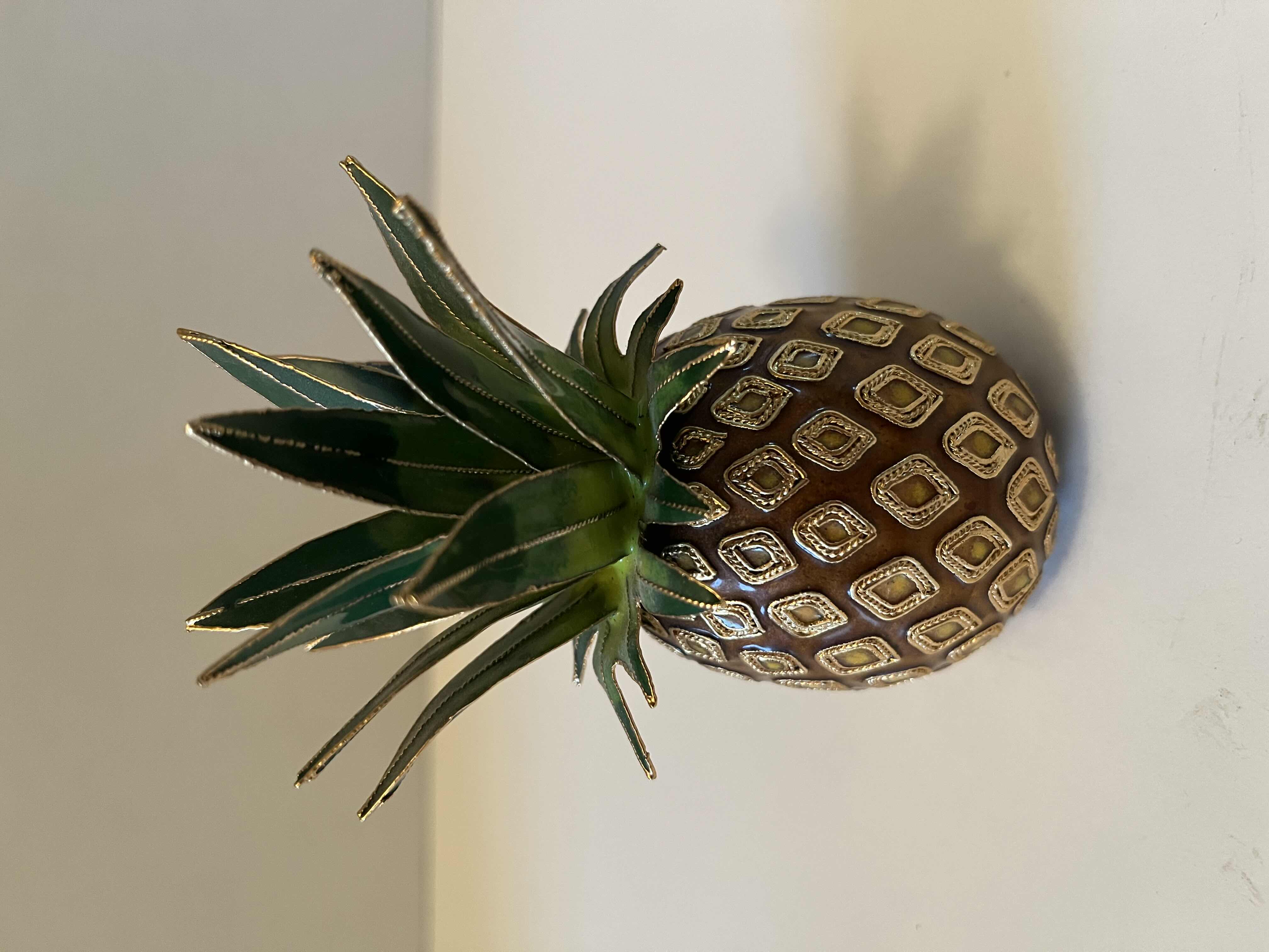 Photo 3 of NYCO CLOISONNÉ ENAMELED METAL PINEAPPLE ORNAMENT 2.25” X 4.5”