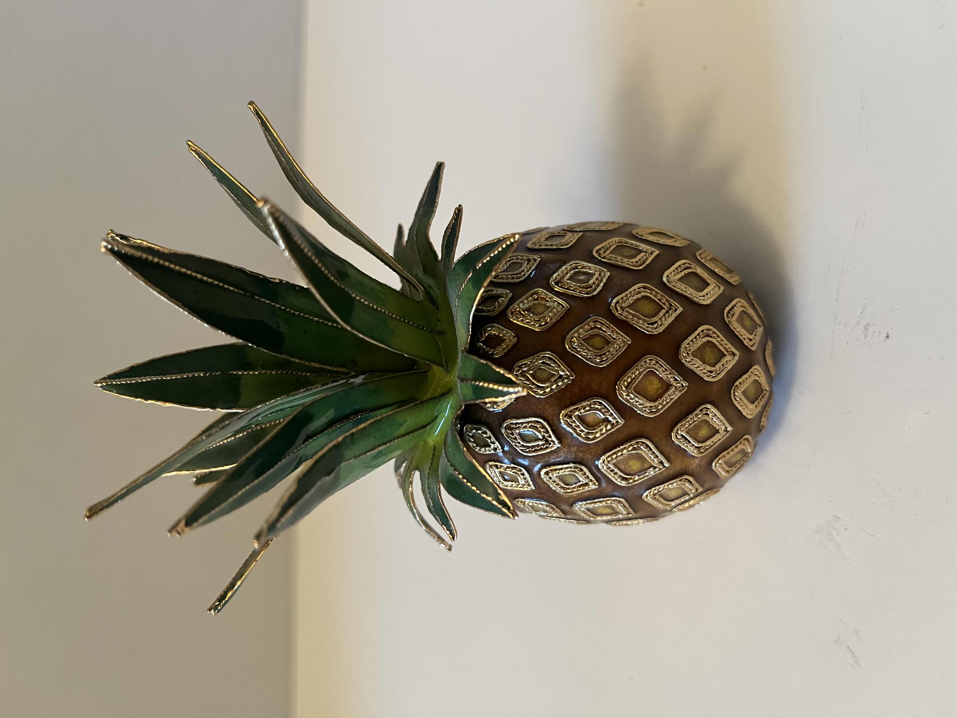 Photo 1 of NYCO CLOISONNÉ ENAMELED METAL PINEAPPLE ORNAMENT 2.25” X 4.5”