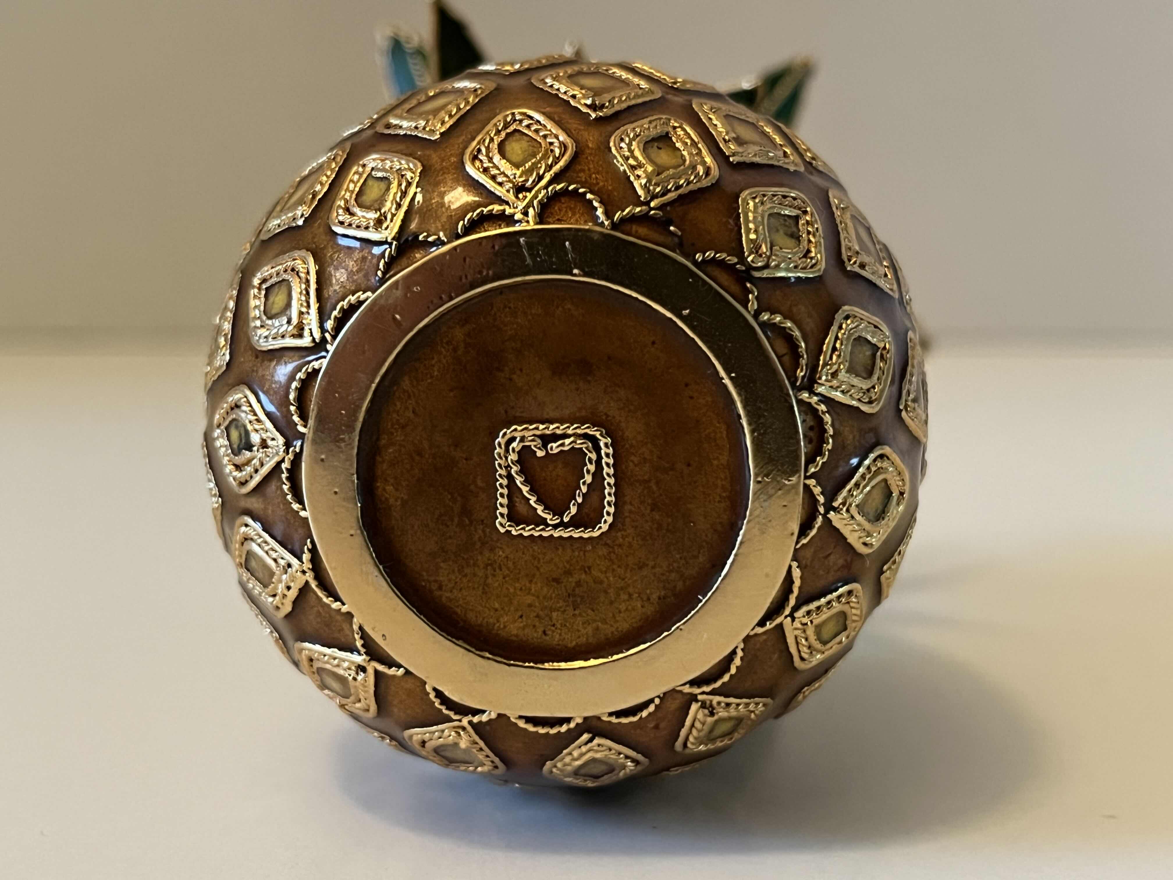 Photo 5 of NYCO CLOISONNÉ ENAMELED METAL PINEAPPLE ORNAMENT 2.25” X 4.5”