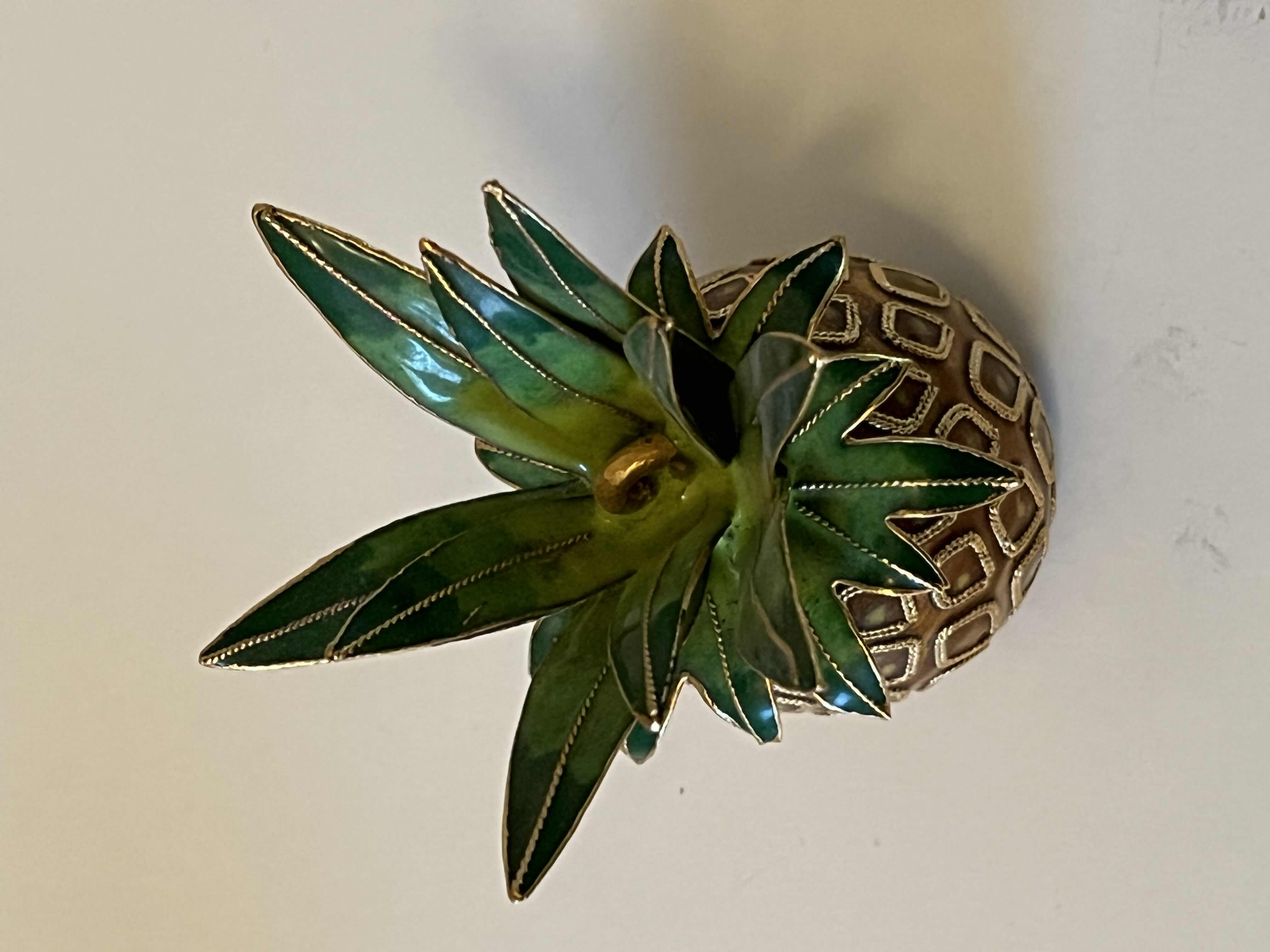 Photo 4 of NYCO CLOISONNÉ ENAMELED METAL PINEAPPLE ORNAMENT 2.” X 3.25”