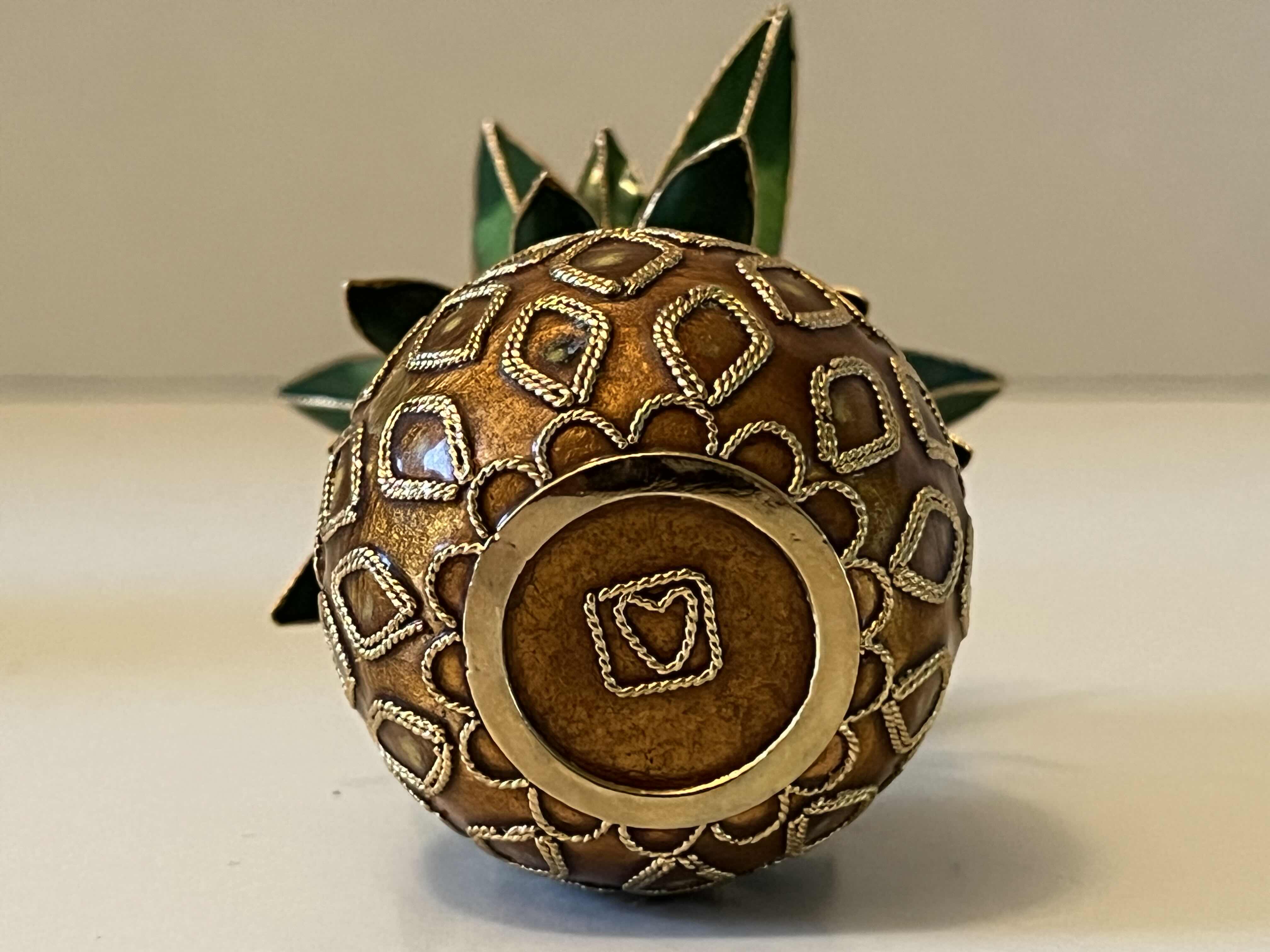 Photo 5 of NYCO CLOISONNÉ ENAMELED METAL PINEAPPLE ORNAMENT 2.” X 3.25”