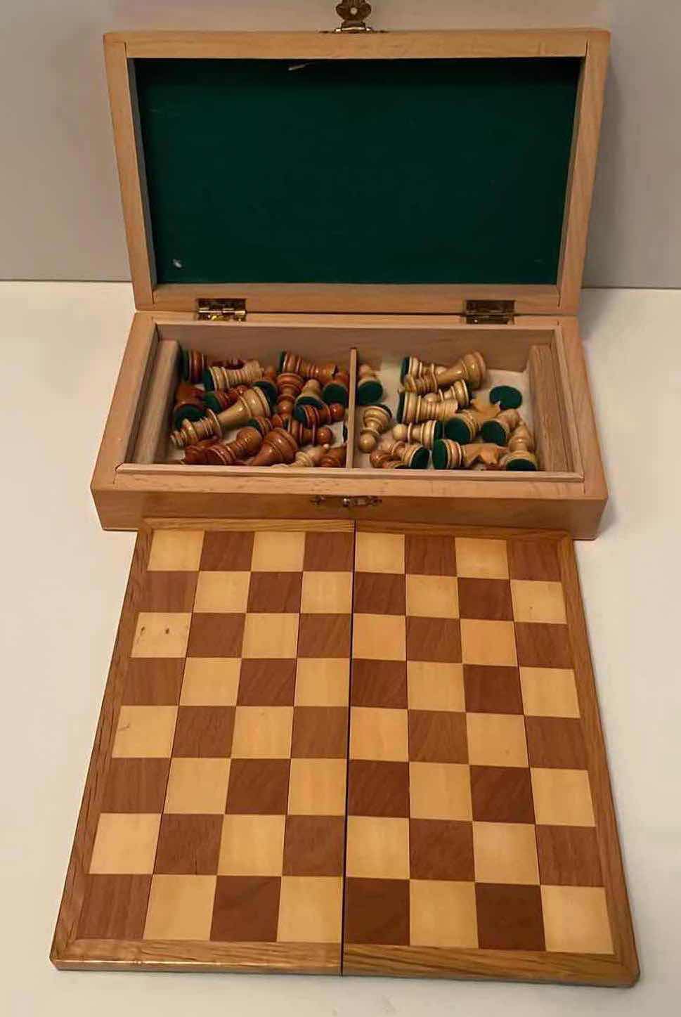 Photo 1 of WOOD MINI CHESS SET W WOOD CASE 9.5” X 5.25” H2”