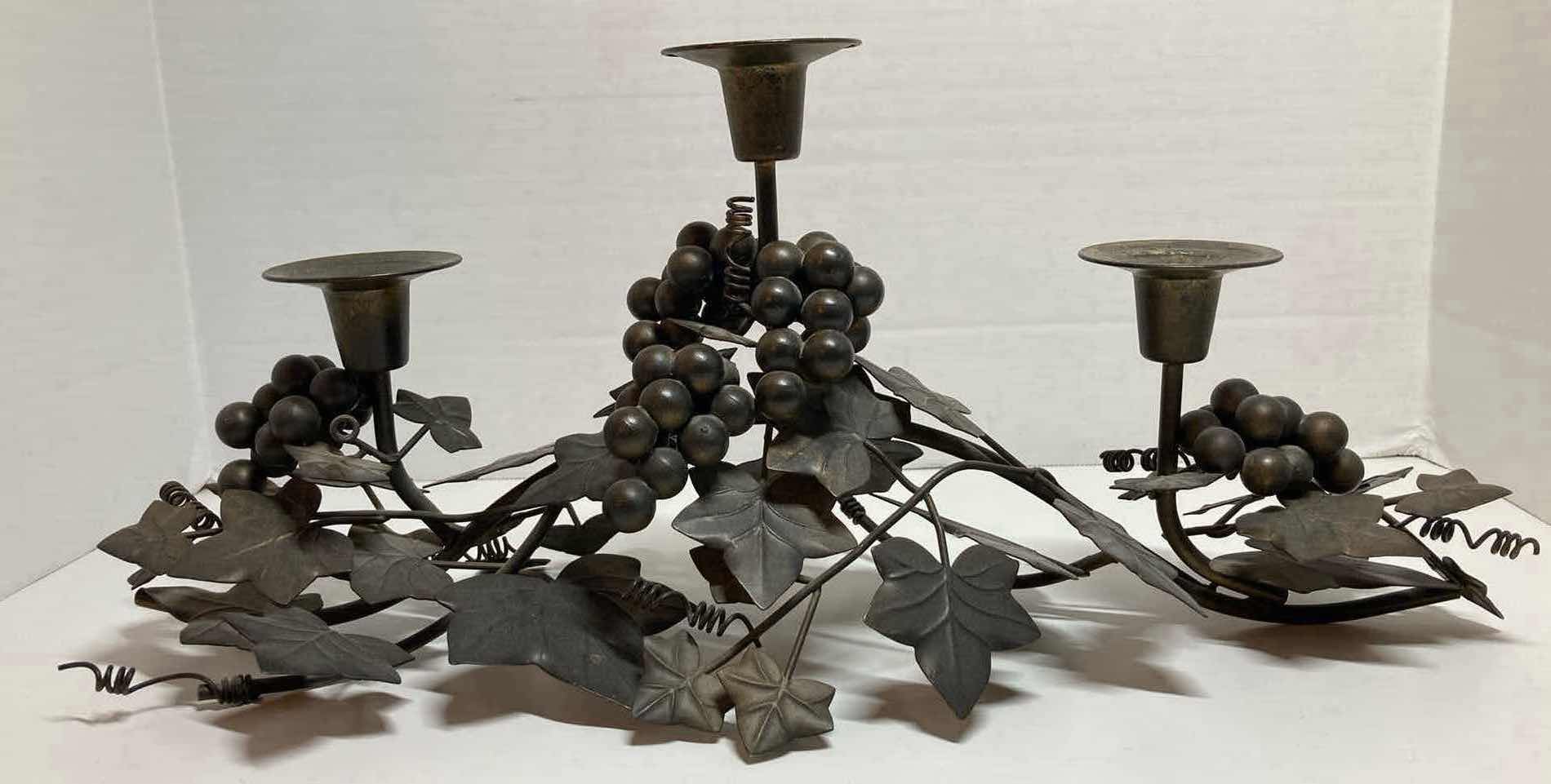 Photo 4 of DARK BRONZE METAL GRAPEVINE CANDLE HOLDER 18.5” X 7.5” H7.5”