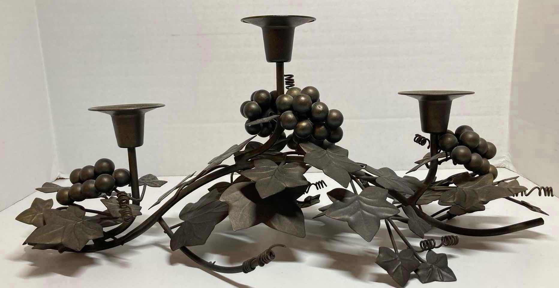 Photo 1 of DARK BRONZE METAL GRAPEVINE CANDLE HOLDER 18.5” X 7.5” H7.5”