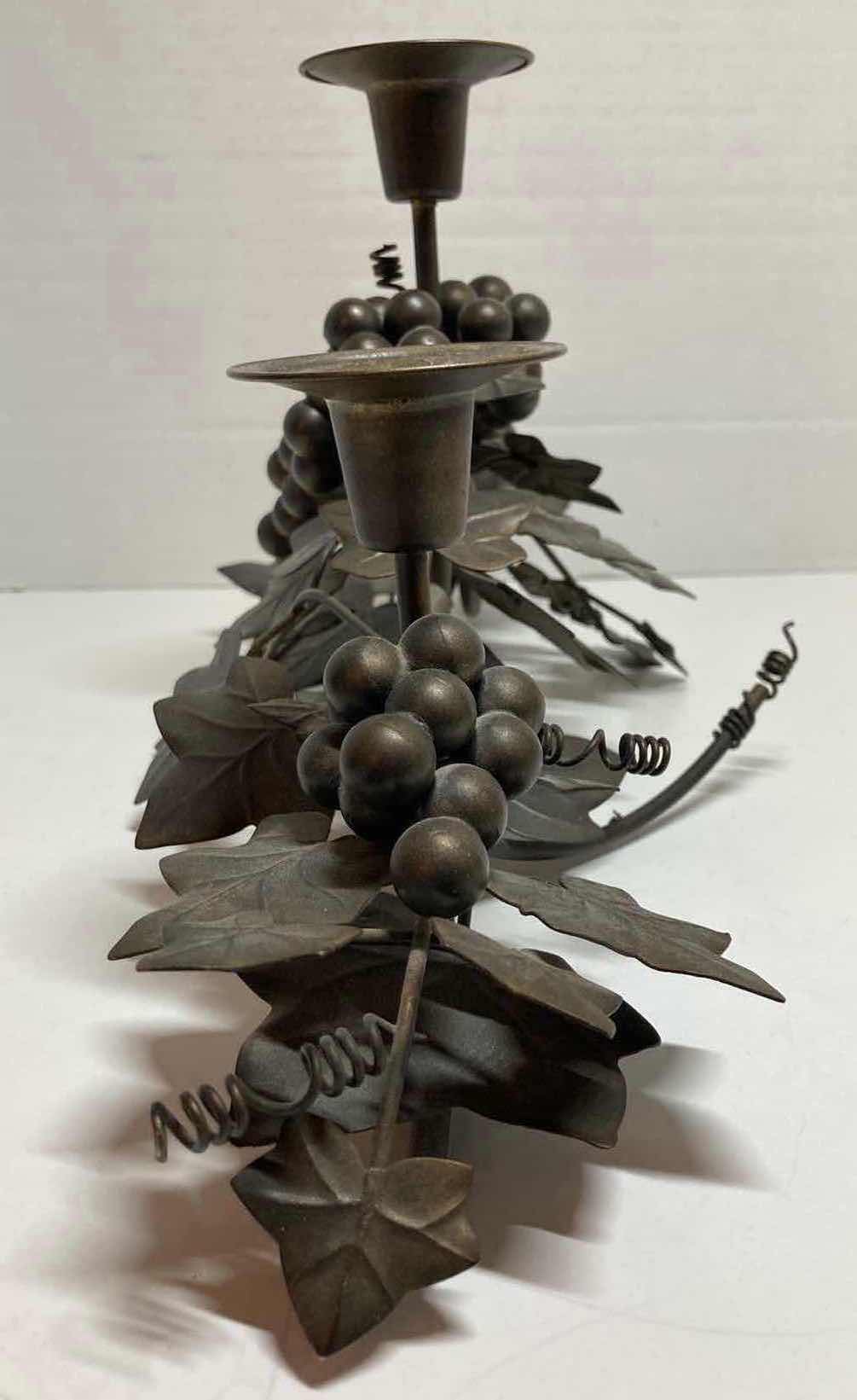 Photo 3 of DARK BRONZE METAL GRAPEVINE CANDLE HOLDER 18.5” X 7.5” H7.5”