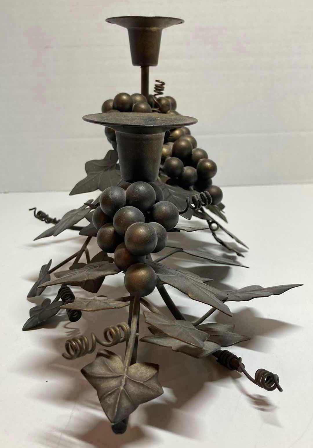 Photo 2 of DARK BRONZE METAL GRAPEVINE CANDLE HOLDER 18.5” X 7.5” H7.5”